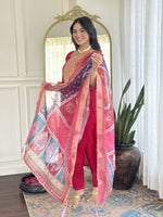 Thumbnail for The52 Rani Gorgeous Embroidered Chanderi Silk Fabric Straight Kurta Pant with Dupatta Set - Distacart