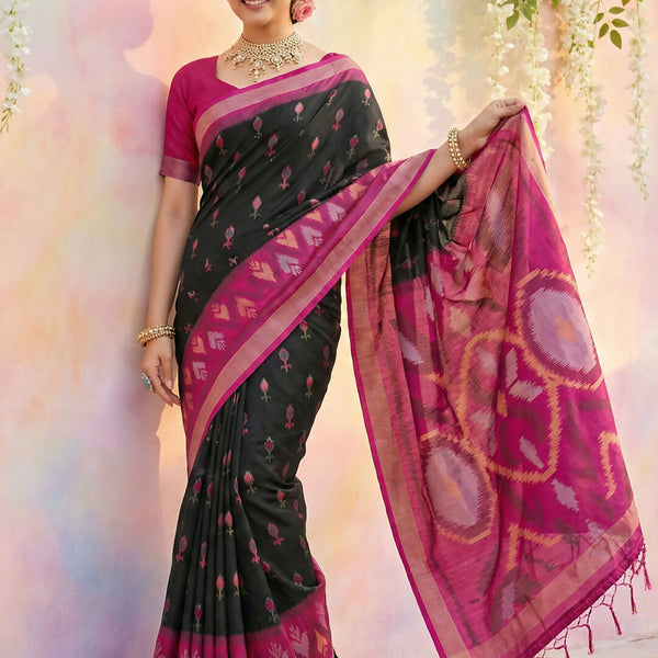 Shree Shyam Fashion Black Soft Silk Saree - Distacart
