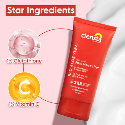 Clensta Red Aloe Vera Skin Glow Face Moisturizer - Distacart
