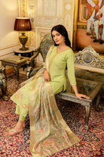 Thumbnail for The52 Lemons Women's Beautiful Viscose Shimmer Fabric Embroidered Work Straight Kurta Pant and Dupatta Set - Distacart