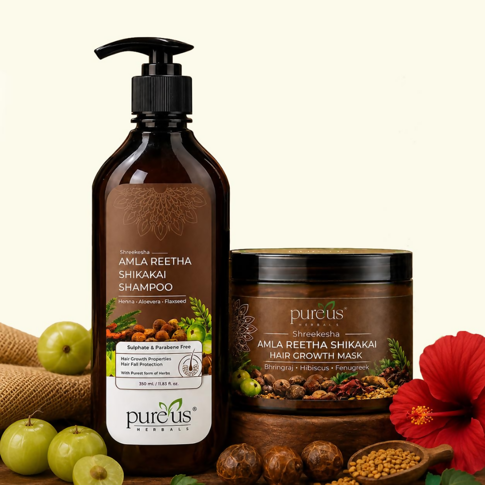 Purelus Herbals Amla Reetha Shikakai Shampoo & Hair Growth Mask - Dista