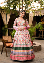 Thumbnail for Wedding Designer Multi Soft Dola Silk Anarkali suit with Dupatta - Sanj - Distacart