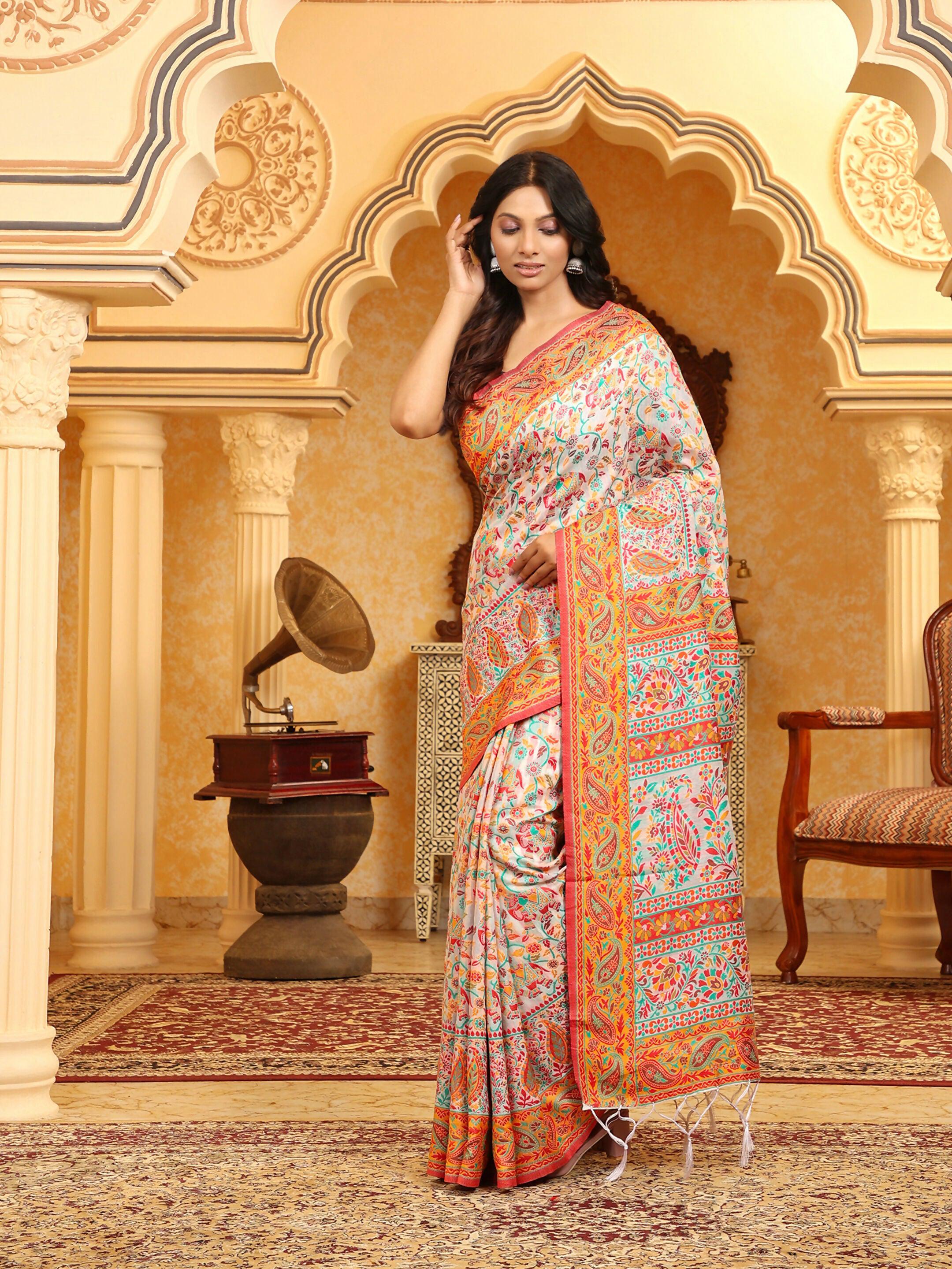 Astita Linen Cotton(Woven Work) Multicolour Saree