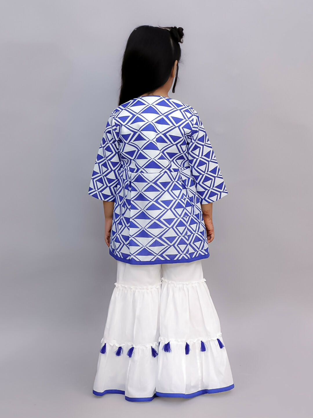 Lil Drama Shor-Gul Blue Kurta Sharara and Bustier Set For Girls