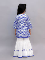 Thumbnail for Lil Drama Shor-Gul Blue Kurta Sharara and Bustier Set For Girls