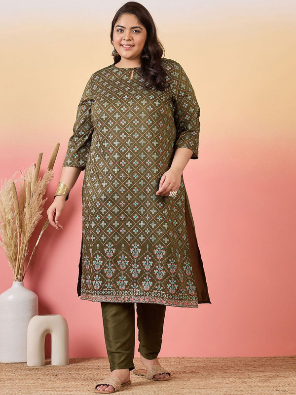 Sztori Women Floral Printed Regular Kurta with Trousers
