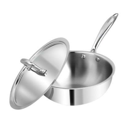 Vinod Platinum Triply Stainless Steel Deep Frying Pan with Lid - Dista