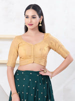 Thumbnail for Joban Fashion Gold Shimmer Elbow Sleeveless Front Open Blouse