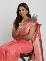 Thumbnail for Astita Linen Cotton Peach Saree