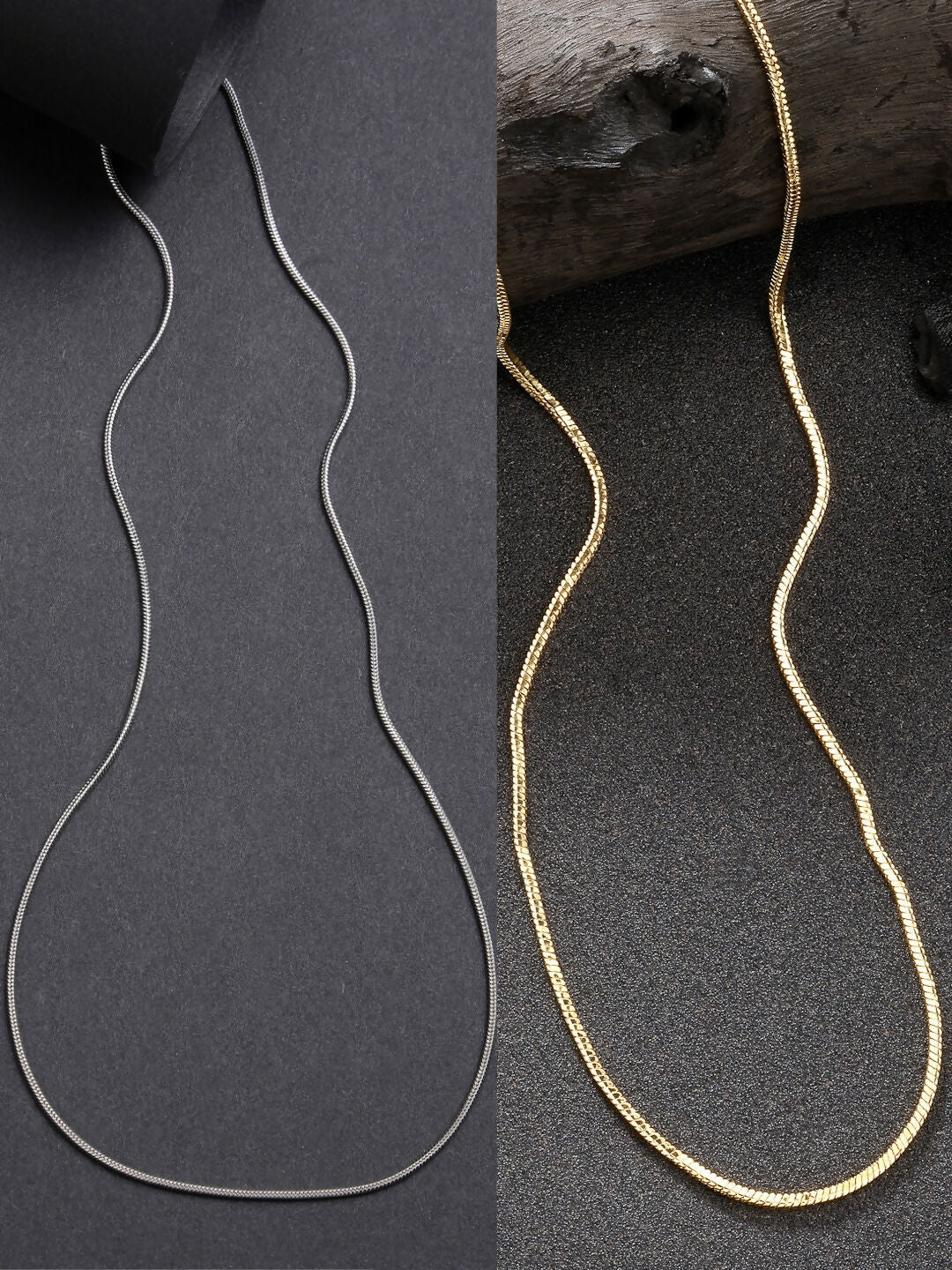 NVR Women's Set of 2 Silver & Gold Rhodium-Plated Minimal Chain - Distacart