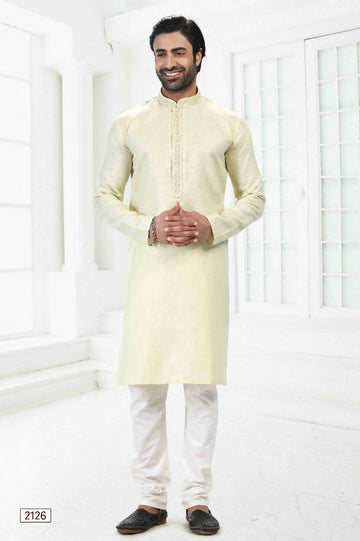 Raivat Ethnic Linen Cotton Thread Work Kurta Pajama In Pista Green Colour - Dista