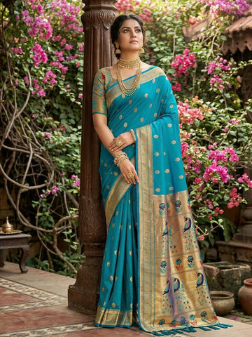 Shree Shyam Fashion Sky Blue Soft Silk Saree - Dista