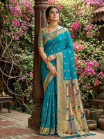 Thumbnail for Shree Shyam Fashion Sky Blue Soft Silk Saree - Dista