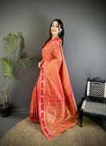 Thumbnail for Joban Fashion Peach Banarasi Soft Silk Woven Saree