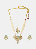 Thumbnail for Ruby Raang Pearl Glow Necklace With Matching Earrings And Maang Tikka - Distacart