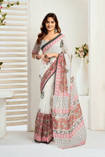 Thumbnail for Vastranavya Green Digital Printed Linen Ready To Wear Designer Saree with Unstitched Blouse - Distacart
