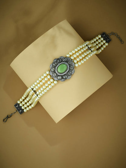 Nuyug Pearl Beaded Jade Stone Choker Necklace - Distacart