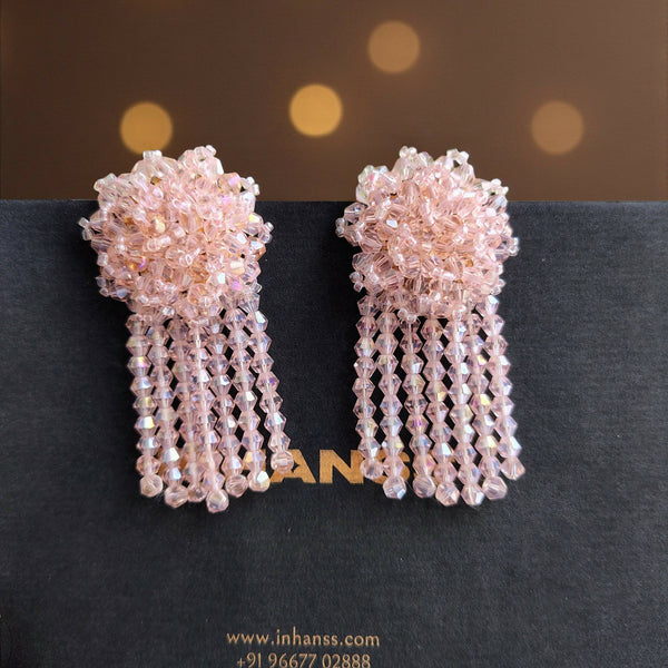 Inhanns Handmade Crystal Water Fall Earrings - Short - Baby Pink Small - Distacart