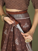 Thumbnail for Astita Cotton Brown Saree