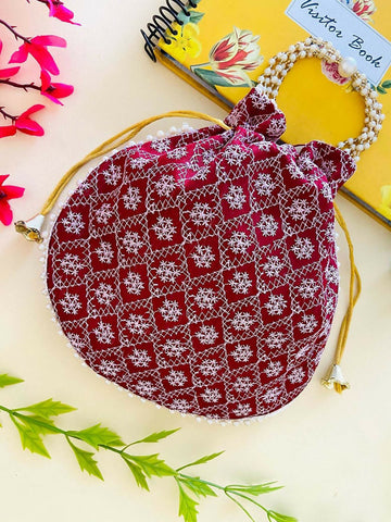 Joban Fashion Potli Bags - Maroon - Dista