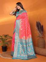 Thumbnail for Joban Fashion Banarasi Pink Woven Soft Silk Saree