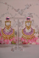 Thumbnail for Pink Chandbali Gold-Polished Drop & Dangler Earrings For Women & Girls By House of Ree - Distacart