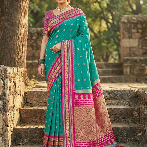 Shree Shyam Fashion Sea Green Soft Silk Saree - Distacart