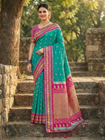 Thumbnail for Shree Shyam Fashion Sea Green Soft Silk Saree - Distacart