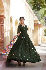 Thumbnail for Aastha Fashion Purple Faux Georgette Printed Gown With Dupatta - Distacart