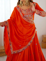 Thumbnail for Joban Fashion orange Lehenga Crepe silk Coding Dori with Sequence with Rivet Moti