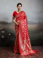 Thumbnail for Shree Shyam Fashion Red Silk Blend Saree - Distacart