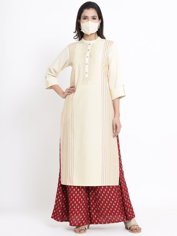 Juniper Ivory Viscose Rayon Kurta - Distacart