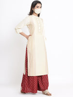 Thumbnail for Juniper Ivory Viscose Rayon Kurta - Distacart