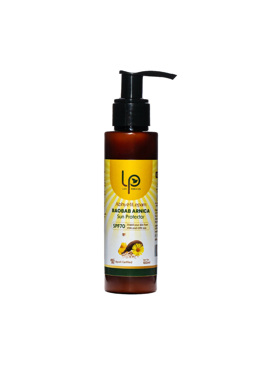 Life Purified Abhyetilepam Baobab Arnica Sun Protector SPF 70 Pa++++ - Distacart