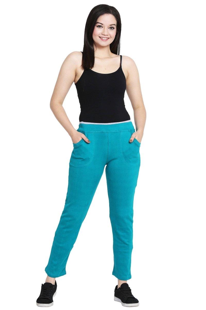 Asmaani Turquoise color Hosiery Lower with Two Side Pockets.