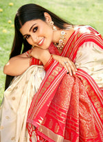 Thumbnail for Shree Shyam Fashion Cream Soft Silk Saree - Distacart