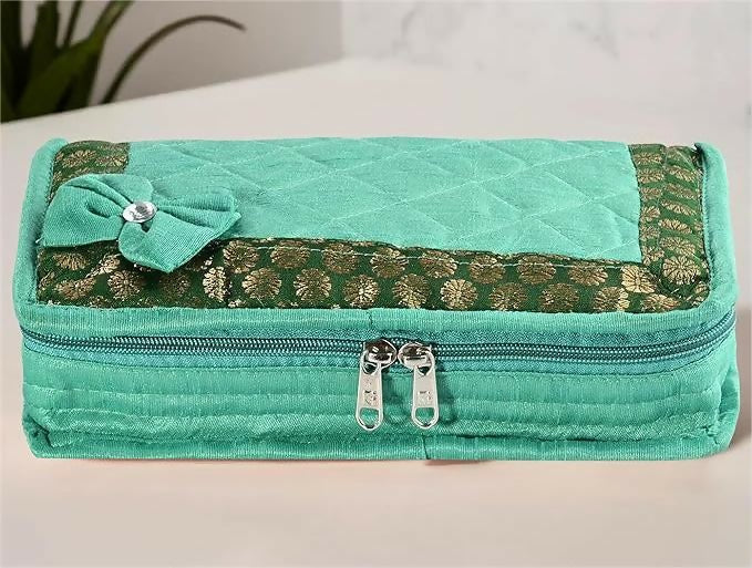Asmaani Satin 7 Pocket Mint Bow Jewellery Kit - Distacart