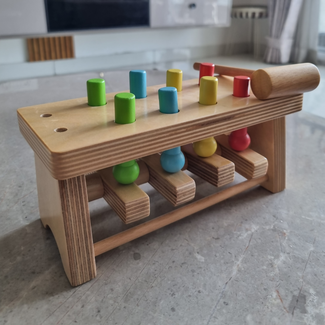 Wooden Pounding Bench with Hammer  4