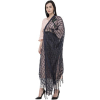 Thumbnail for A R Silk Cotton square Regular Dupatta Color Navy Dupatta or Chunni