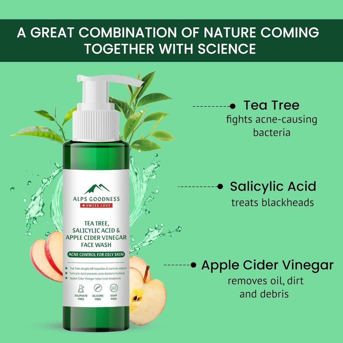 Alps Goodness Tea Tree, Salicylic Acid & Apple Cider Vinegar Face wash - Distacart