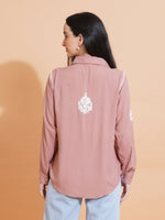 Thumbnail for Pahnaz Modal Chikankari Handwork Shirt-Brown - Dista