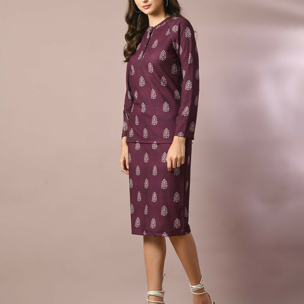 Myshka Women's Violet Printed Knee Length Party Embellished Skirts - Distacart