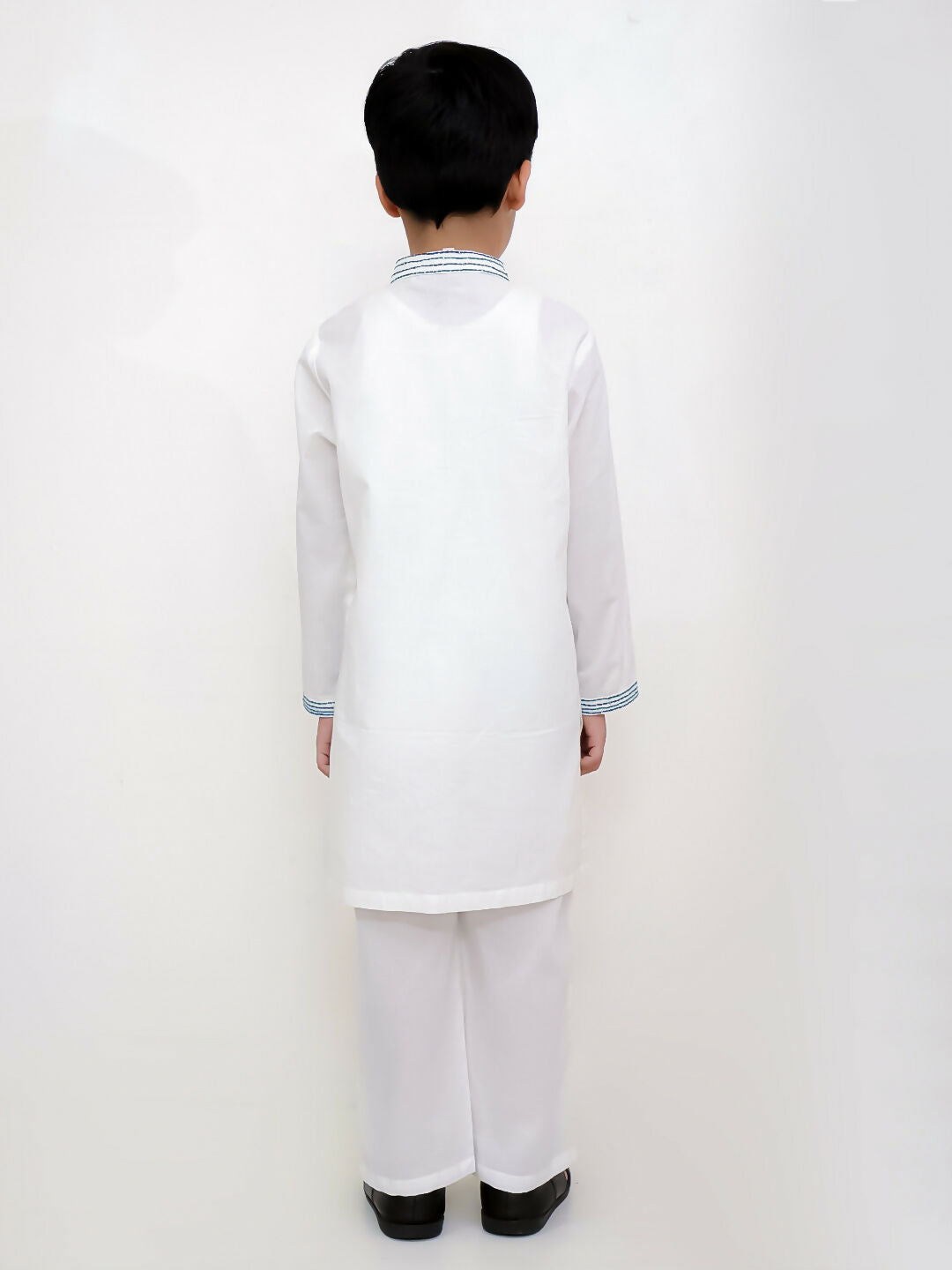 Lil Drama Shor-Gul White Kurta Pyjama Set For Boys