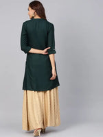 Thumbnail for Juniper Women Solid Viscose Rayon Asymmetric Kurta (Dark Green) - Distacart