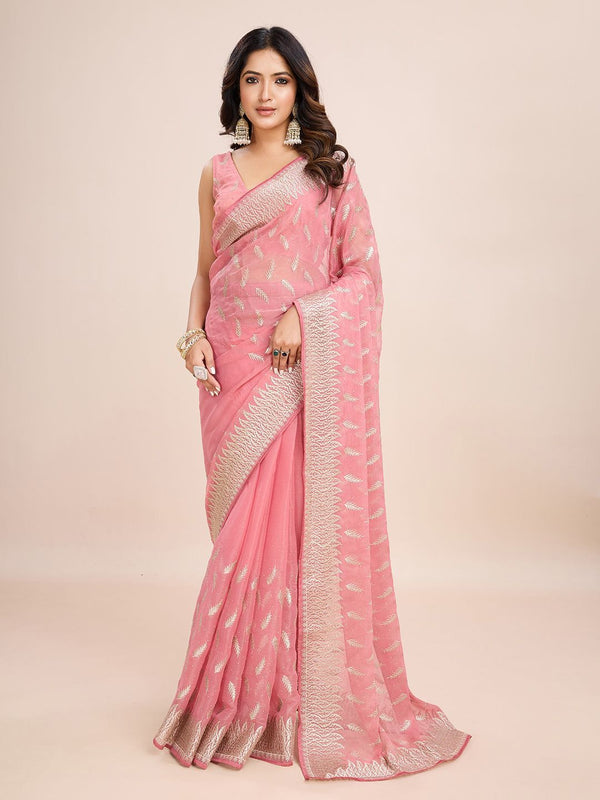 kasee Floral Embroidered Art Silk Ready to Wear Saree - Distacart