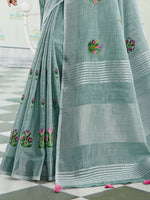 Thumbnail for Astita Linen Sea Green Saree
