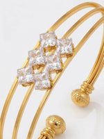 Thumbnail for NVR Women Set of 2 Gold Plated CZ Stone Adjustable Bangle - Distacart
