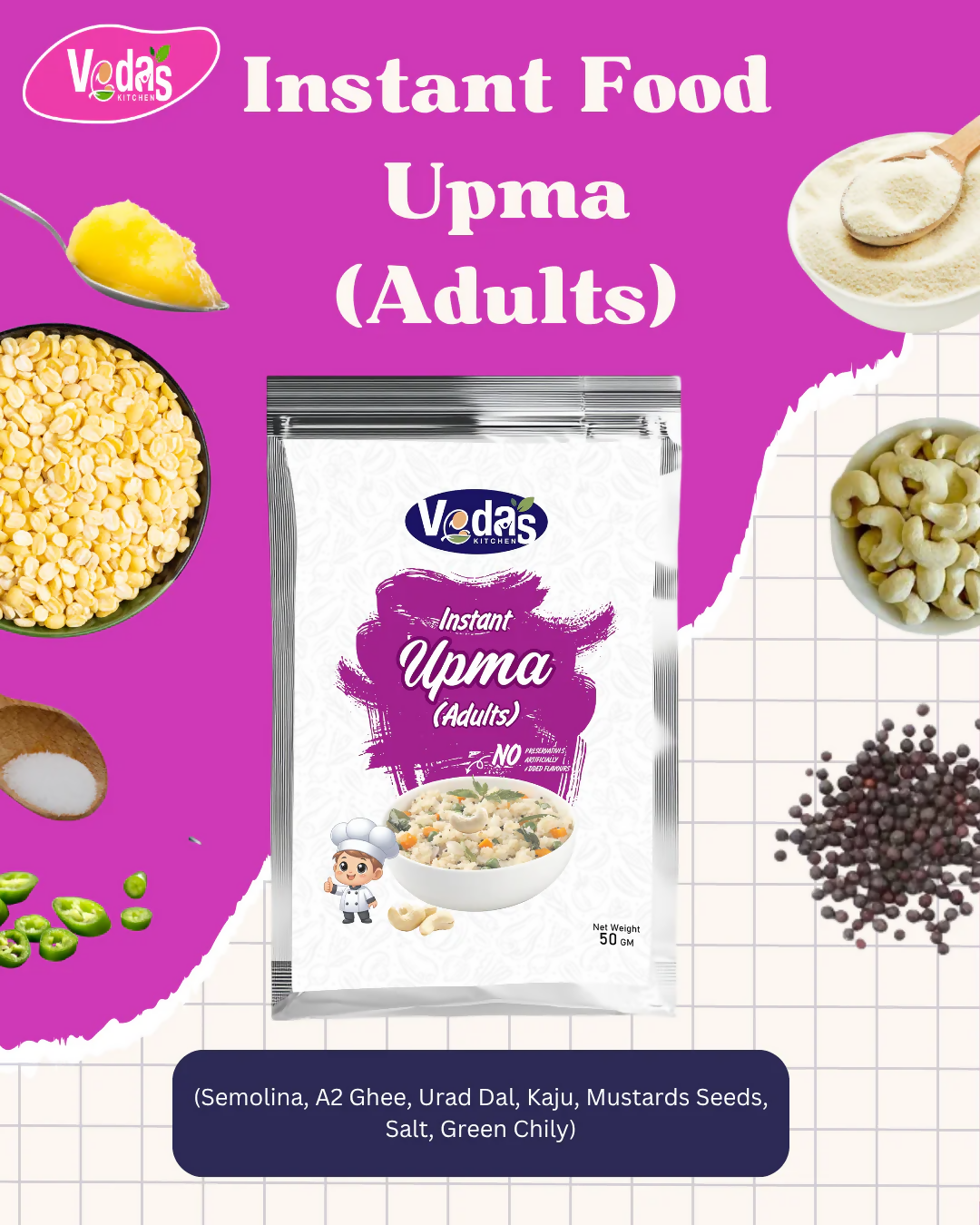 Vedas Kitchen Upma Instant (Adults) - Dista