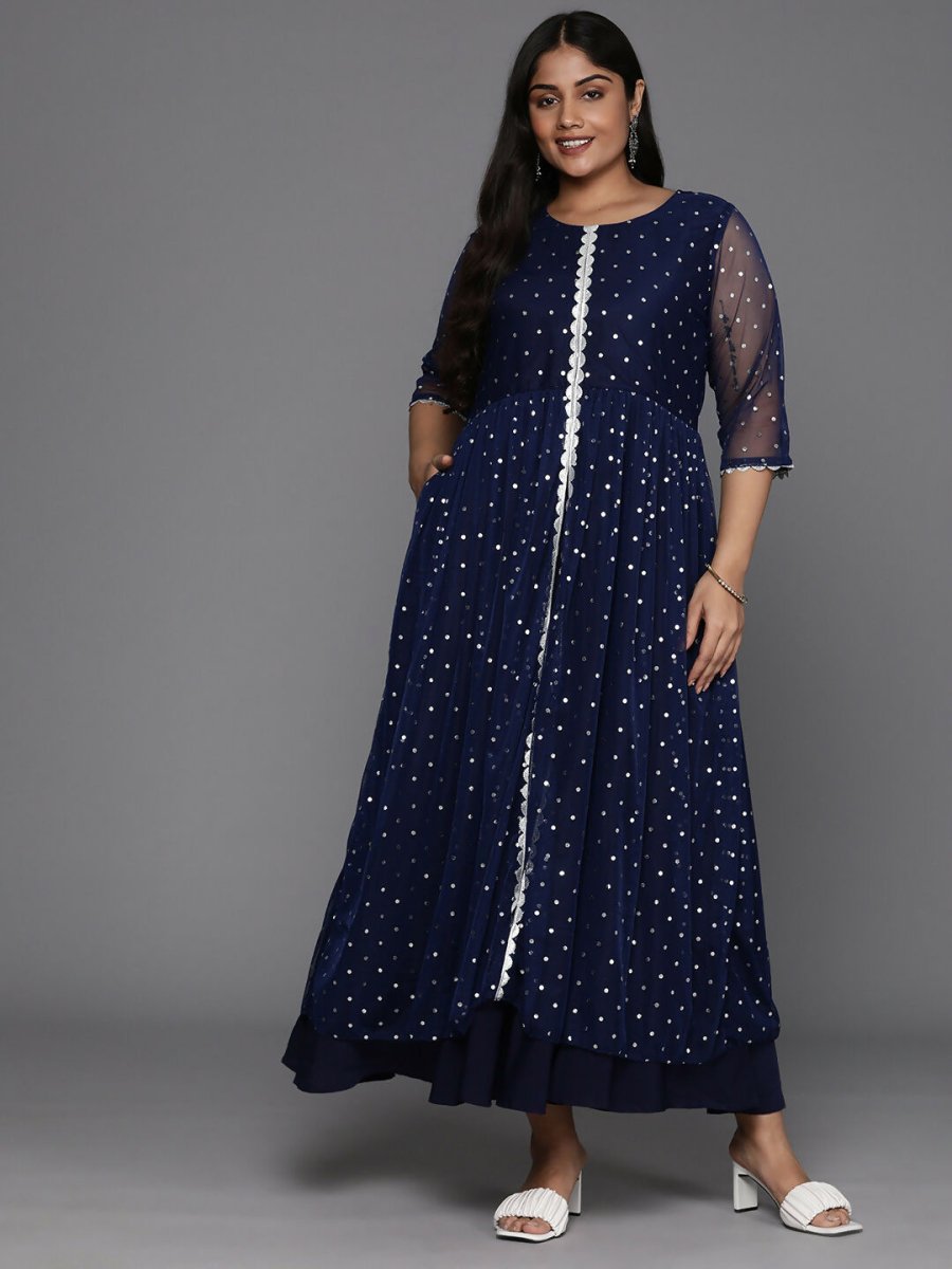 Ahalyaa Women's Traditional wear Ethnic Dress - Navy Blue - Distacart