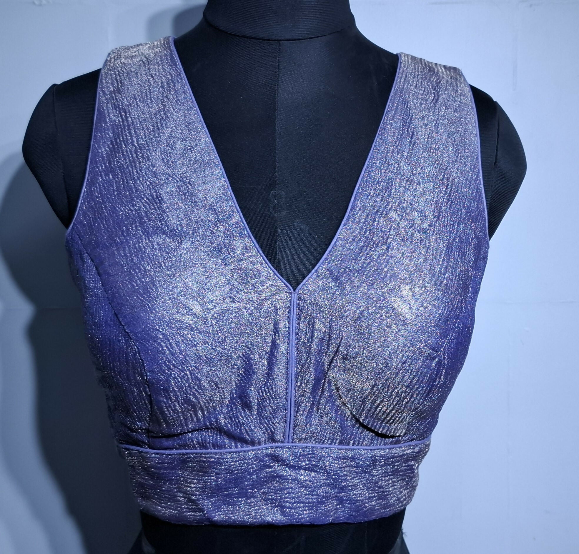 Kia Fashions Lilac Crush Tissue Self Design Readymade Blouse